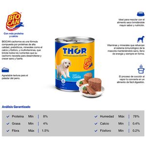 Comida para Perros THOR Pate de Carne para Cachorros Lata 330g