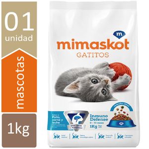 Comida para Gatos MIMASKOT Gatitos Sabor Pollo, Carne y Leche Bolsa 1Kg