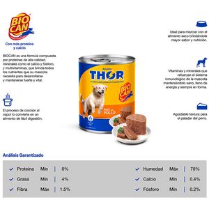 Comida para Perros THOR Pate de Pollo para Adultos Lata 330g