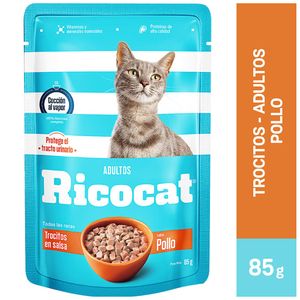 Comida para Gatos RICOCAT Trocitos Pollo Adultos Pouch 85 g