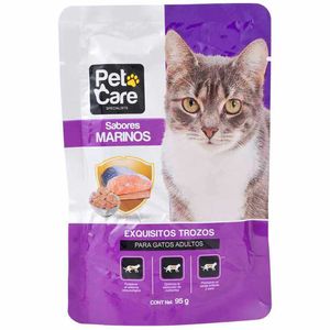 Comida para Gatos PET CARE Adultos Sabores Marinos Pouche 95g