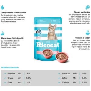 Comida para Gatos RICOCAT Trocitos Carne Gatitos Pocuh 85 g