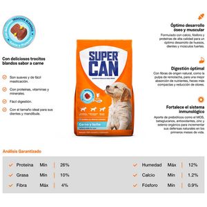 Alimento para Perros Cachorros SUPER CAN sabor Carne y Leche Bolsa 3Kg