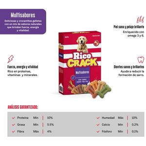 Comida para Perros RICOCRACK Galletas Adultos Todas las Razas Multisabores Caja 500g