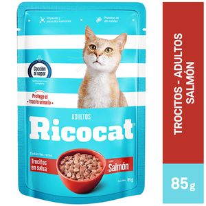 Comida para Gatos RICOCAT Trocitos Salmon Adultos Pouch 85 g