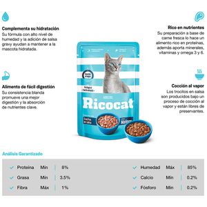 Comida para Gatos RICOCAT Trocitos Marinos Adultos Pouch 85 g