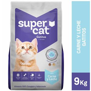 Alimento para Gatitos SUPER CAT sabor Carne y Leche Bolsa 9Kg