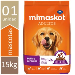 Comida para Perros MIMASKOT Adultos Razas Medianas y Grandes Pollo y Cereal Bolsa 15Kg