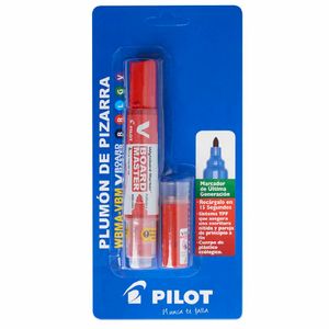 Plumón de Pizarra PILOT WBMA Rojo + Repuesto Rojo Blíster 1un