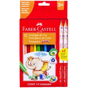 Colores FABER-CASTELL Triangular Jumbo Caja 12un + 2 Lápices