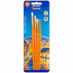 Pinceles ARTESCO Mango de Madera Amarillo Caja 5un