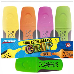 Mini Resaltadores ARTESCO Grip Neón Paquete 4un