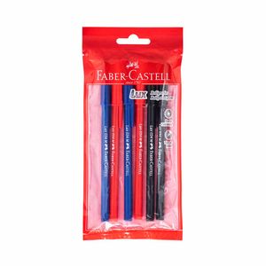 Bolígrafos FABER CASTELL 035-M 2Azules/2Rojos/2Negros Bolsa 6un