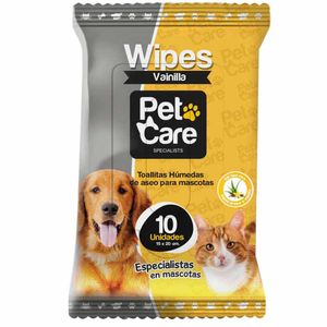Toallitas Húmedas PET CARE Mascotas Vainilla Paquete 10un