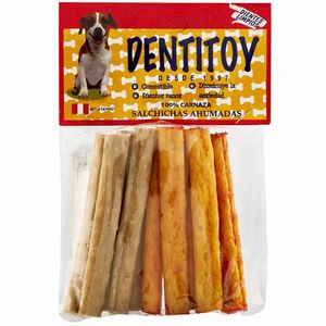 Cuidado Oral para Perros DENTITOY Carnaza Salchicha Ahumada Sabor a Tocino Paquete 9un