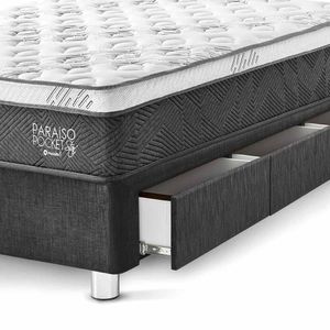 Cama Paraíso Pocket Star 1.5 Plz Con Cajones - Charcoal