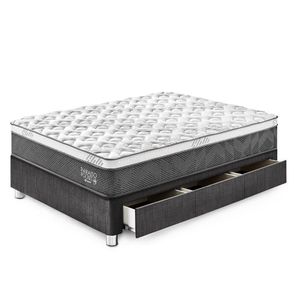 Cama Paraíso Pocket Star 1.5 Plz Con Cajones - Charcoal