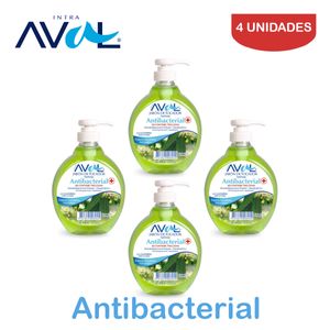 Jabón Líquido Antibacterial Aval 400ml Pack 4 Unidades