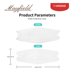 Mascarilla KN95 Mayfield Fish Shape 3D  Blanco 1 Unidad