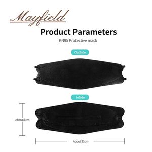 Mascarilla KN95 Mayfield Fish Shape 3D Negro Caja*20und