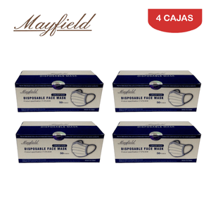 Mascarilla Quirúrgica Mayfield 3 Capas 3 Pliegues Negro Caja*50und Pack 4 Cajas