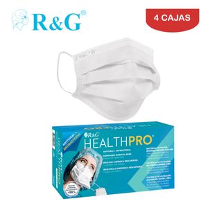 Mascarilla Quirúrgica R&G HEALTH PRO 3 Capas 3 Pliegues Caja*50und Pack 4 Cajas