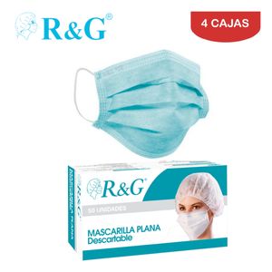 Mascarilla Quirúrgica R&G 3 Capas 3 Pliegues Caja*50und Pack 4 Cajas