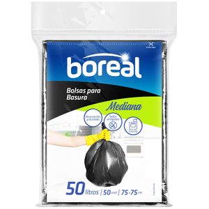 Bolsa para Basura BOREAL 50L Negra Planas 50un