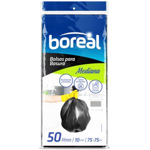 Bolsa para Basura BOREAL 50L Negra Planas 10un