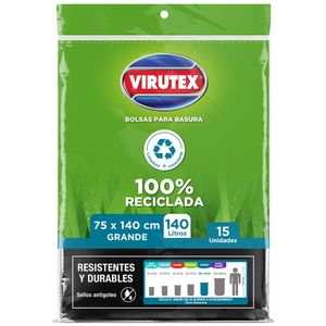 Bolsa para Basura VIRUTEX Negra 140L Planas