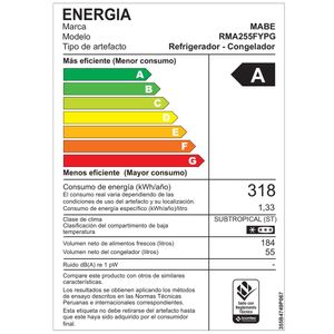 Refrigeradora MABE 239L No Frost RMA255FYPG Grafito