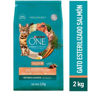 Comida para Gatos PURINA ONE Adulto Esterilizado Toda Razas Pollo Salmón Bolsa 2Kg