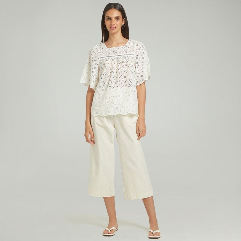 Blusa mujer vuelos broderie - TRICOT