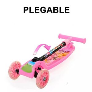Scooter Plegable Para Niños Con Luces Multicolor Rosado