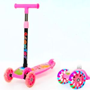 Scooter Plegable Para Niños Con Luces Multicolor Rosado