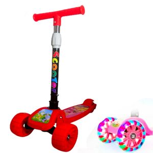 Scooter Plegable Para Niños Con Luces Multicolor Rojo