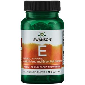 Swanson Vitamina E – 400 IU Natural 100% D-Alpha Tocopherol - 100 Softgels