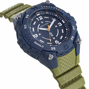 Reloj Nautica N83 Coronado Bay NAPCNF005 Para Hombre Luz Indiglo Correa de Resina - Verde Azul