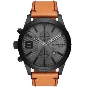 Reloj Diesel Rasp Chrono DZ4468 Para Hombre Cronómetro Fecha Correa de Cuero Beige Negro