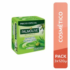Jabón de Tocador PALMOLIVE Naturals Sensación Humectante con Oliva y Aloe 120g Paquete 3un