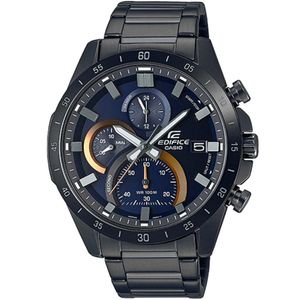 Reloj Casio Edifice EFR-571DC-2AV Para Hombre Fecha Cronómetro Acero Inoxidable Negro Azul