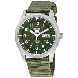 Reloj Seiko 5 Sports SNZG09 Automático Para hombre Fecha Mate Correa de Nailon Verde