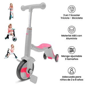 Scooter para Niñas 3 en 1-  Rosa