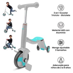 Scooter para Niños 3 en 1 - Turquesa