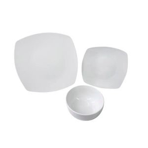 Juego de Vajilla Cuadrada Porcelana Blanco 12 Piezas