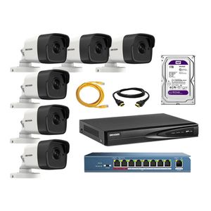 Kit 6 Cámaras de Seguridad Ip Exterior Hikvision + Disco 1Tb Wd Púrpura