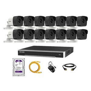 Kit 14 Cámaras de Seguridad Ip Poe Exterior Hikvision + Disco 1Tb Wd Púrpura
