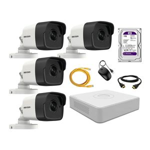 Kit 4 Cámaras de Seguridad Ip Poe Exterior Hikvision + Disco 1Tb Wd Púrpura