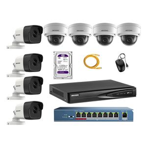 Kit 8 Cámaras de Seguridad Ip Hikvision + Disco 1Tb Wd Púrpura