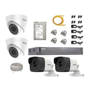Kit 4 Cámaras de Seguridad Hikvision 5Mp 02 Cámaras Audio Incorporado Hdmi